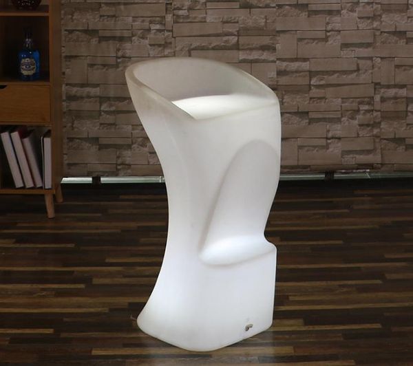 

creative pe plastic contracted style chair led luminous stool bar leisure high backrest single camp furniture