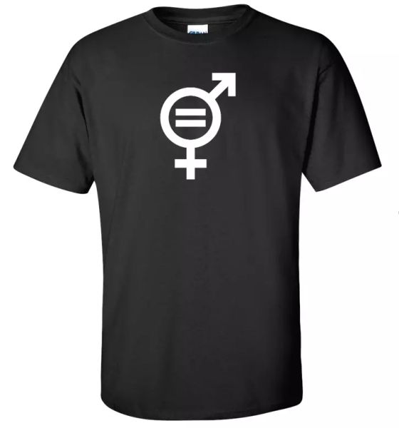

White Gender Equality SYMBOL on Black T-shirt Cotton Shirt Liberal Left S-5XL, White;black
