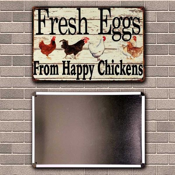 

fresh eggs farm poultry chicken vintage metal sign tin poster home decor bar wall art painting 20*30 cm size y-1442