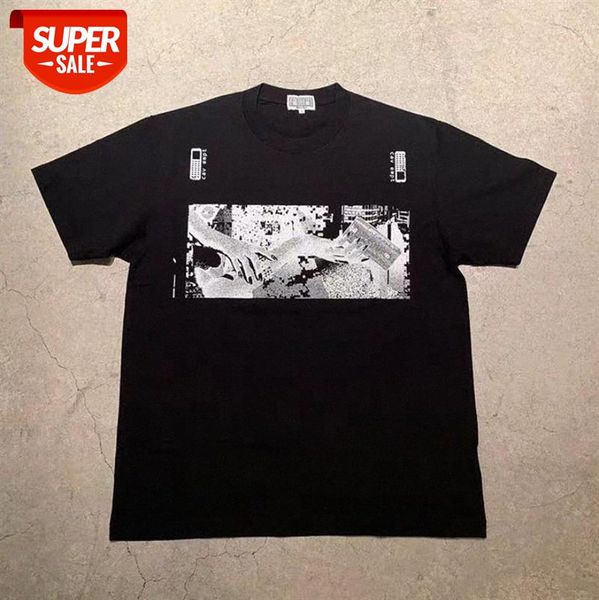 

european and american minimalist printed short-sleeved tee street loose casual arm mobile phone t-shirt for men women #il5m, White;black