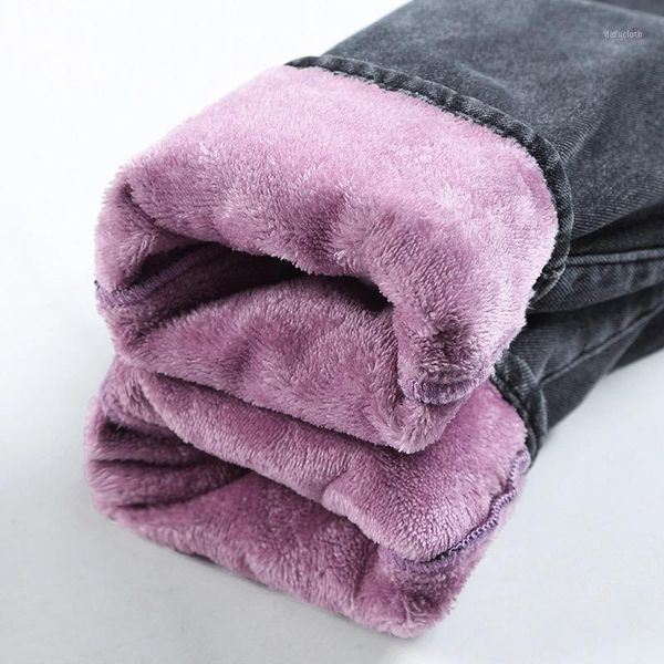 

women's jeans plus velvet thicken harem winter women warm casual loose korean high waist denim pants black streetwear old dad 2021, Blue
