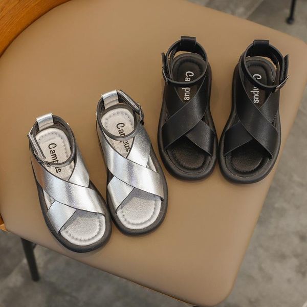 

sandals 2021 summer boys and girls simple beach shoes cross fashion solid color children's cool non-silp, Black;red