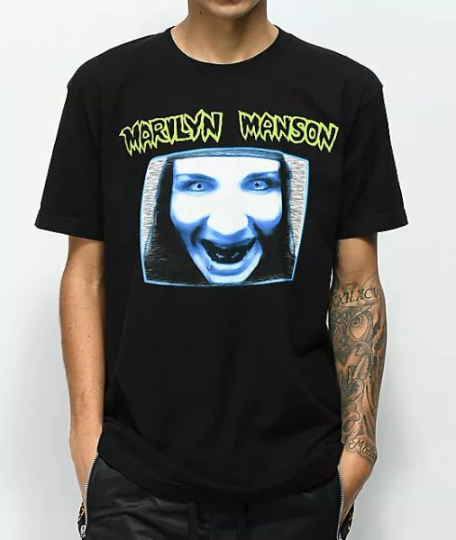 

marilyn manson tv t-shirt new licensed & official, White;black