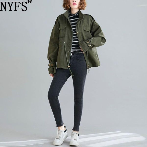 

women's jackets nyfs 2021 autumn women solid coat loose fashion pocket waist jacket, Black;brown