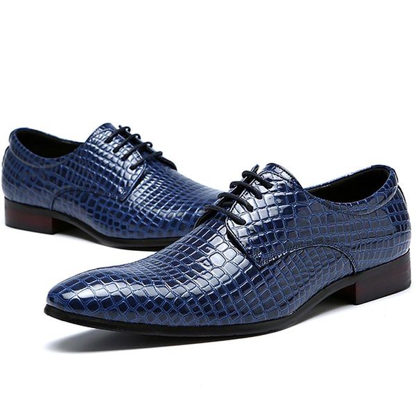 

men dress shoes formal pointed toe wedding crocodile leather fashion oxfords business, Black