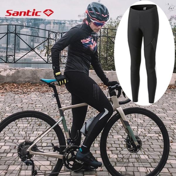 

racing pants santic cycling women autumn winter keep warm road bicycle trousers fleece reflective outdoor mtb sports bike, Black;blue
