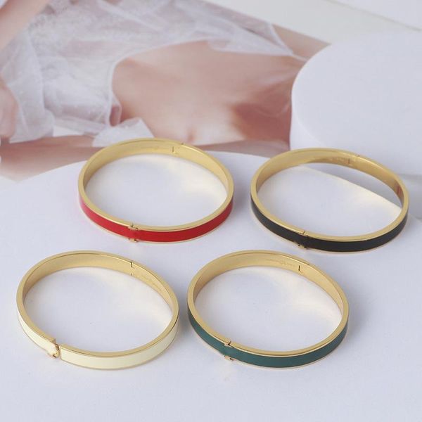 

bangle vintage women bracelet2021 korean fashion simple enamel glaze opening large bangles charm lady luxury gift jewelry accessories, Black