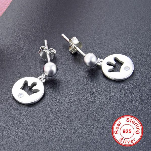 

100% s925 sterling silver earrings for women, fine jewelry, water drop crown, wedding or engagement gift stud, Golden;silver