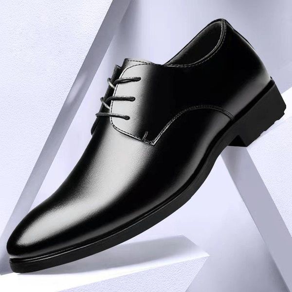 

dress shoes 2021 spring autumn men business male leather solid color work slip-on pointed toe, Black