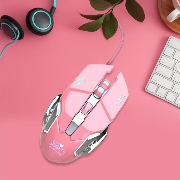 

mice lighted mouse hxsj x500 bright wired girl universal gaming mechanical gamer lady mouses 3200dpi for pubg led lighting