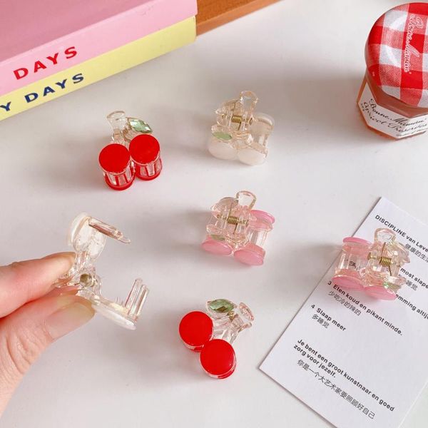 

hair accessories 2pc/set korean kawaii cute cherry min claw clamp for kids girls sweet hairpin crab headband headwear, Slivery;white
