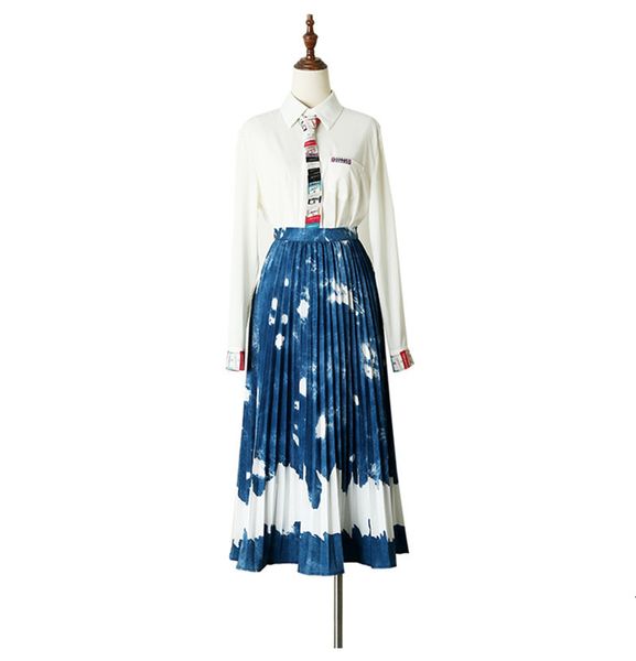 

skirt spring fashion waist high impression retro calf plied skirts of women elegant clothes lady, Black