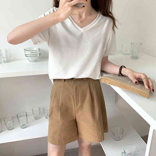 

white black gray blue v-neck short women's shirt summer loose cotton t