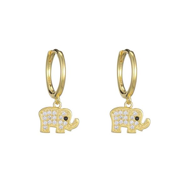 

hoop & huggie reeti real 925 sterling silver crystal elephant earring for women making jewelry gift wedding party engagement, Golden;silver