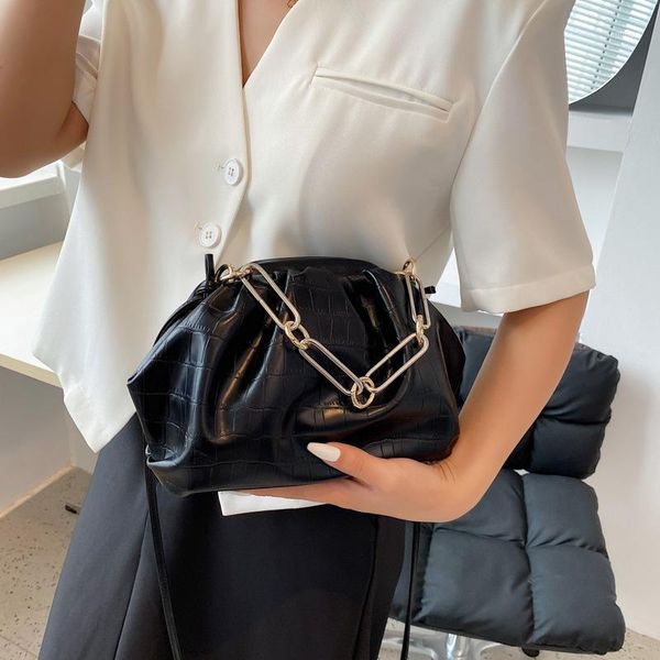 

evening bags casual pu leather crosbody bag women pleated cloud fashion armpit all-match shoulder french small handbags girl tote1