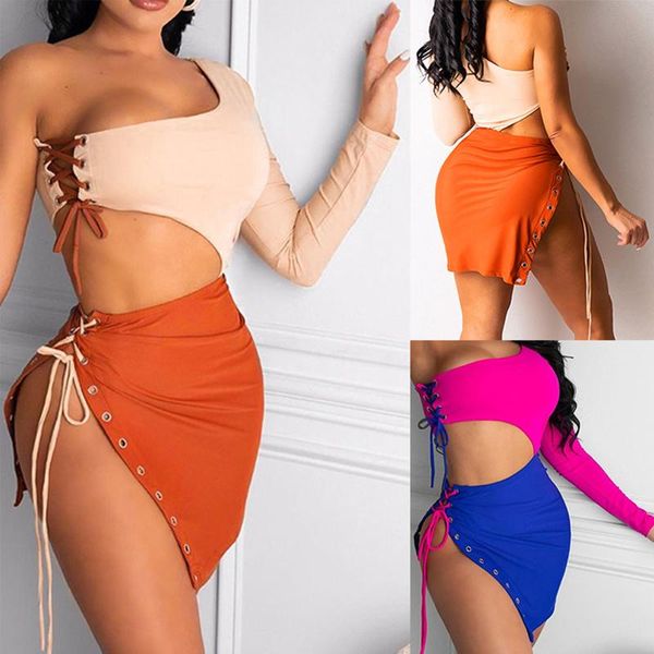 

casual dresses women's cold shoulder bandage fashion high waist contrast patchwork split strap mini party dress robe femme vestido, Black;gray