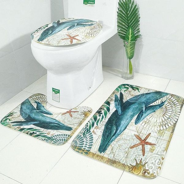 

bath mats antique whales flannel water-proof anti-slip bathroom toilet door