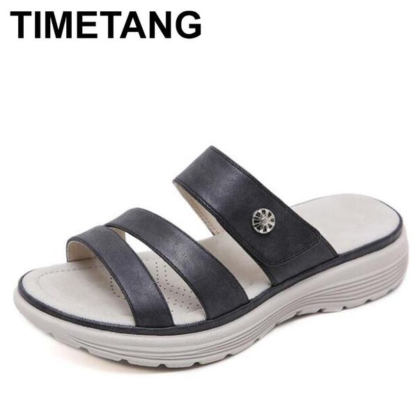 

slippers timetang women summer low heels flat shoes woman outdoor flatform soft light slides sandalias mujer sapato feminino, Black