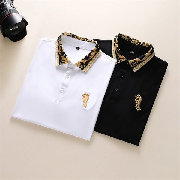 

2022 luxury brand mens designer polo t shirt summer fashion breathable short-sleeved lapel casual 12, White;black