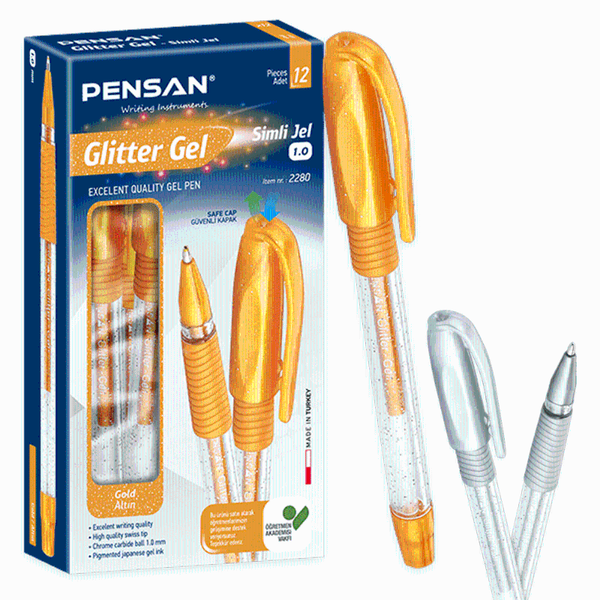 

gel pens pensan glitter gold and silver 12pcs set 1.0mm , pen for school writing tools stationery