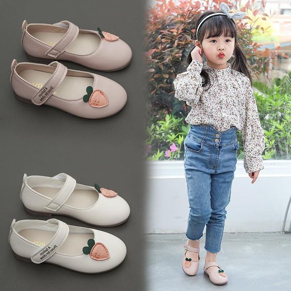 

beige pink children single shoes cartoon spring summer somfortable soft-soled kids girl princess 3 4 5 6-11years old flat, Black;grey