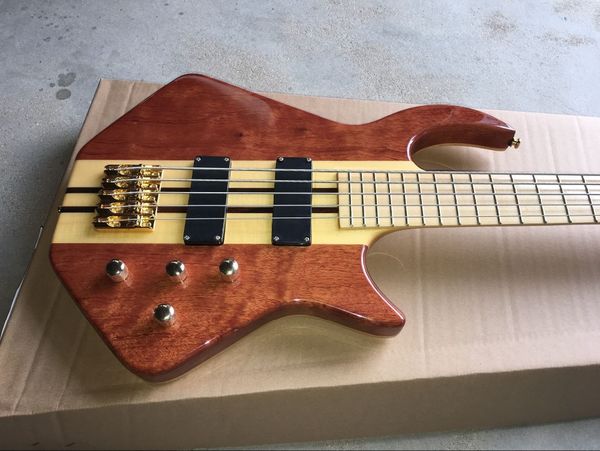 

custom handwork 5 strings bass electric guitar maple fingerboard red brown color guitarra support customization gitaar