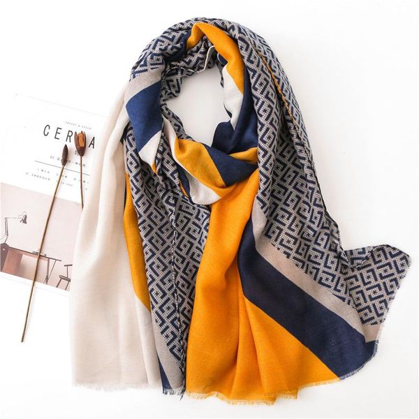 

scarves style lady cotton material warm scarf autumn and winter luxury fashion silk women's print sunscreen shawl, Blue;gray