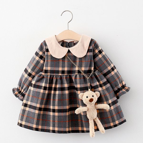 

girl's 1-3y toddler infant plaid cotton spring autumn baby girls long sleeve dresses kids girl dress fall clothes vestidos 1027, Red;yellow
