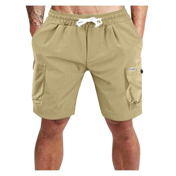 

men's shorts 2021 casual solid color loose plus size multi pocket drawstring short men clothes ropa hombre verano pantalones, White;black
