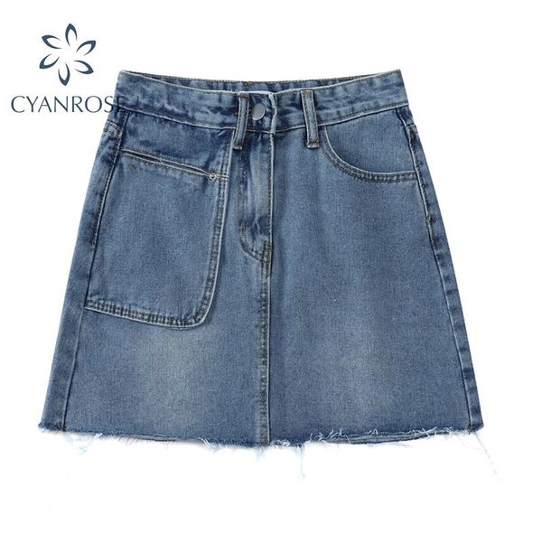 

skirts pocket design streetwear mini denim women elegant y2k blue crop jean female 2021 trendy slim egirl clothes, Black