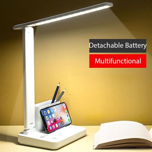 

table lamps foldable multifunction study lamp pen barrel phone holder student reading light detachable battery desk