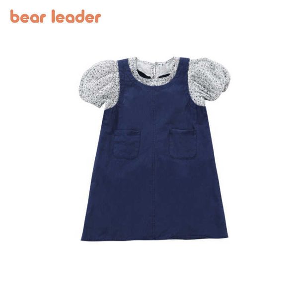 Bear líder família combinando vestidos verão meninas crianças cute floral retalhos princesa vestidos moda coreano mãe roupas 210708