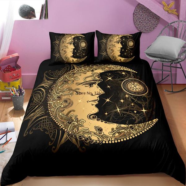 

bedding sets 2/3pcs home textiles moon black and white set tarot duvet cover bedclothes animal quit covers twin king size