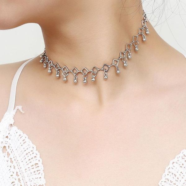

boho style square beads choker necklace for women statement geometric neck chocker collar fashion jewelry girlfriend gift xr1650 chokers, Golden;silver