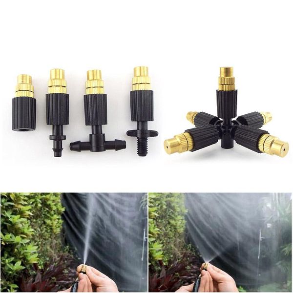 

watering equipments 5x garden sprinkler spray nozzle water mist fogger irrigation misting cooling 4/7mm tee connector accessories