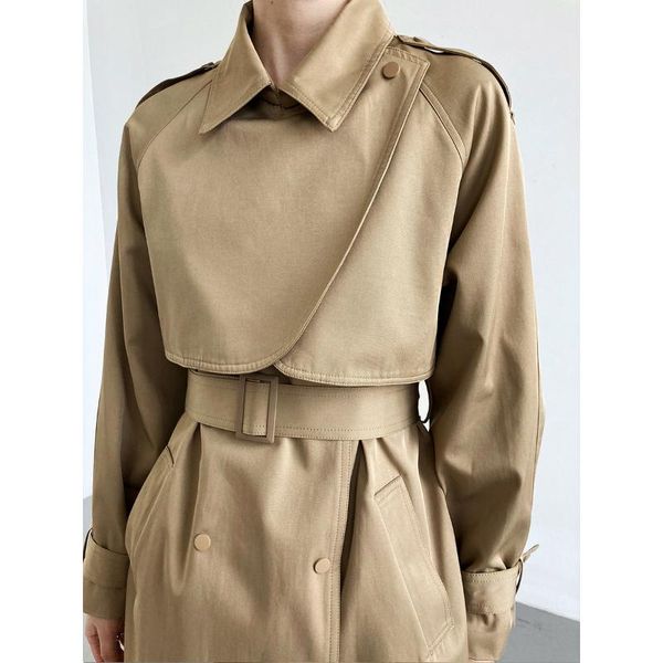 

women's trench coats 2021 ins fashion women outwear coat long #2208, Tan;black