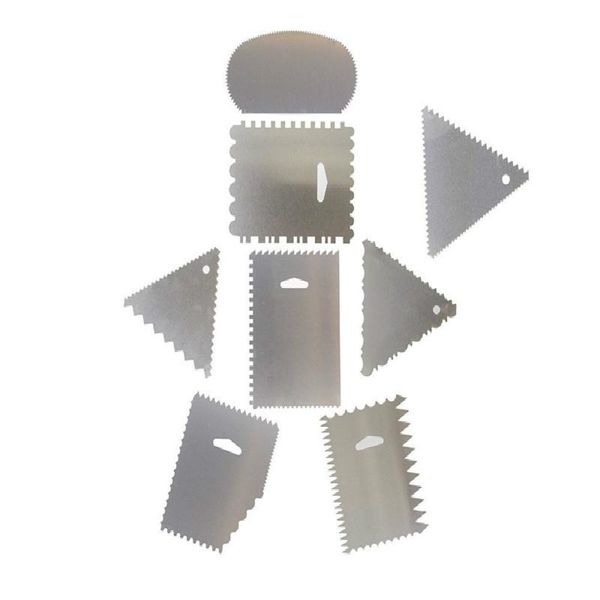 

baking & pastry tools 8pcs cake scraper aluminum decorating comb design side icing smoother edge set