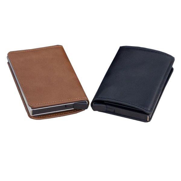 

card holders 2021 pu leather wallet with rfid large capacity anti id holder degaussing multifunctional coin purse, Brown;gray