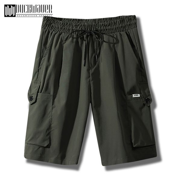 

duckwaver men summer casual cargo shorts many pockets solid quality homme fashion classic beach daily male 210716, White;black
