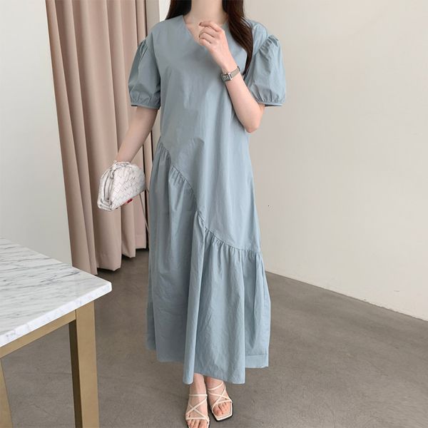 

casual dresses hzirip office lady outwear summer all-match solid chic casual elegance dresses vintage puff sleeves graduation femme dress lo, Black;gray