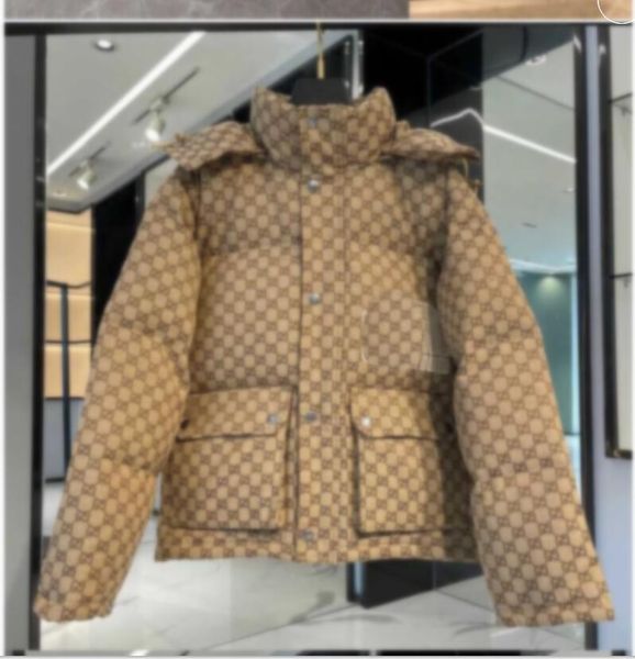 

2022gg men's cotton padded thick parkas jackets streetwear casual warmth solid color print letters warm full zip coats fashion outwear, Black