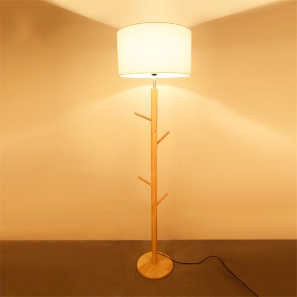 

wooden led floor lamp modern living room bedroom study lights standing lamps white fabric decor
