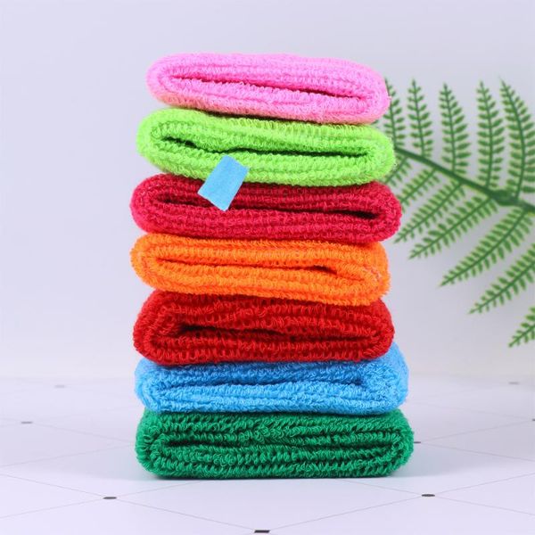 

wrist support 20 pair of cotton sports wristband sweat-absorbent towel basketball football colored guard stretchy bands for kids (random, Black;red