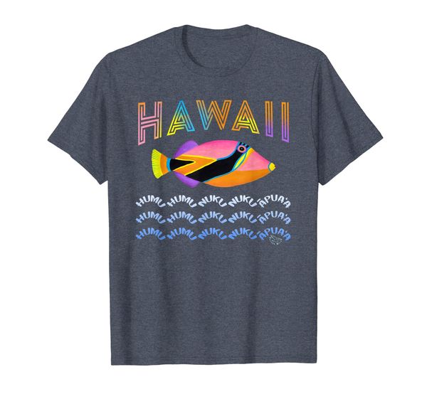 

hawaii state fish humuhumu tropical hawaiian tshirt, White;black