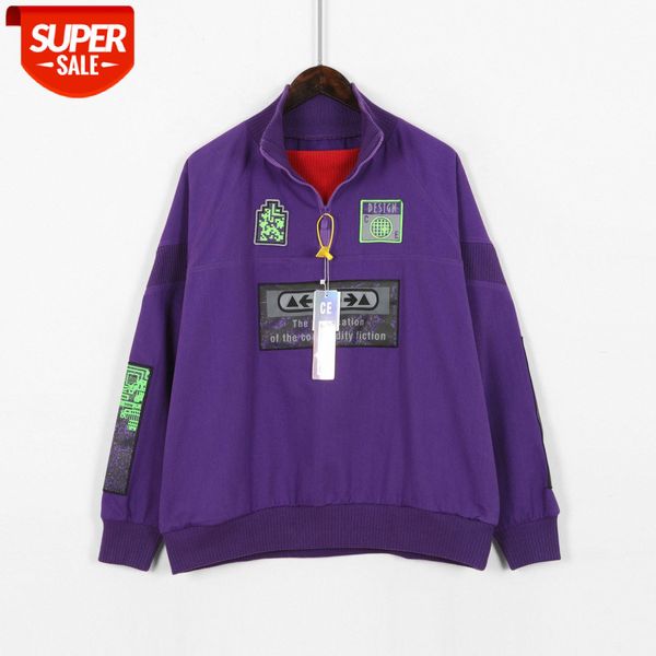 

japanese brand cavempt purple patch pullover stand collar jacket #eo6g, Black