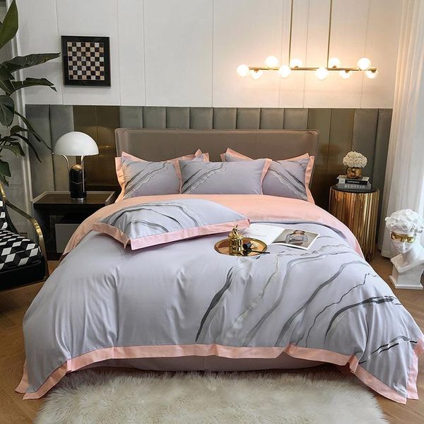 

songkaum home textile simple nordic style 40s long-staple cotton marbling bed boy kid teen girl bedding set sets