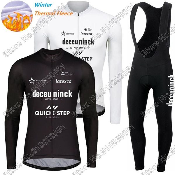 

black white team quick step 2021 cycling jersey winter set men clothing road bike suit bicycle jacket mtb maillot racing sets, Black;blue