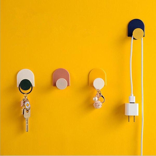 

4pcs nordic wall hooks seamless clothes towel mask hanger strong adhesive bathroom kitchen hook keys organizer holder home decor & rails