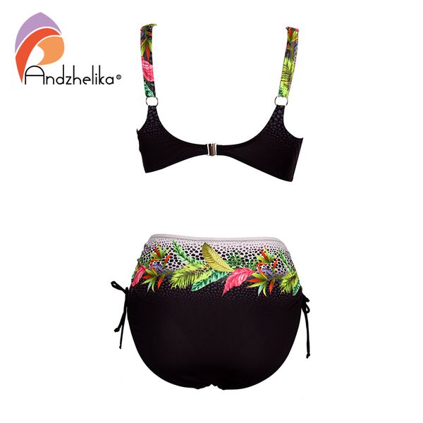 

andzhelika floral high-waisted bikini sets push up swimsuit 2021 summer two pieces swimwear women plus size bathing suits, White;black