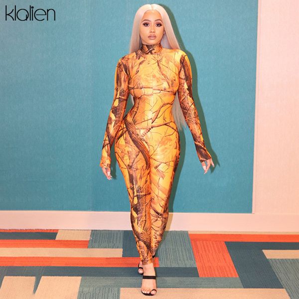 

jumpsuits autumn long sleeve turtleneck print women jumpsuit new casual street activewear skinny elastic female romper, Black;white